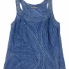 Washed indigo abstract batik print racerback swing blouse