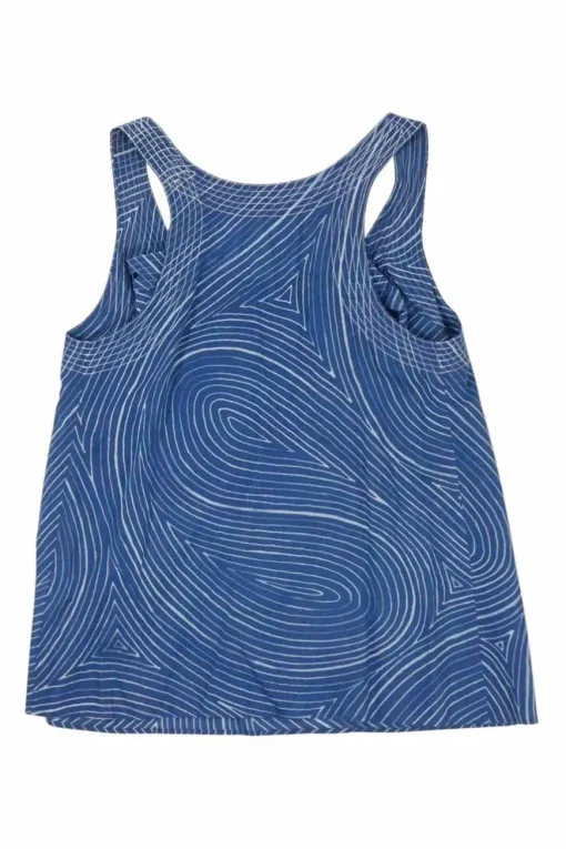 Washed indigo abstract batik print racerback swing blouse