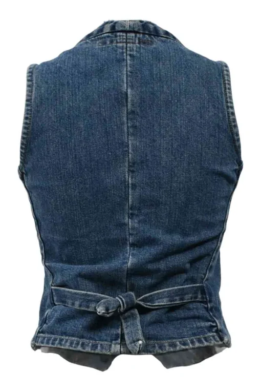 Washed indigo cotton denim tailored waistcoat