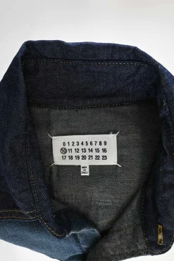 Washed indigo cotton denim classic collar snap-front Western shirt