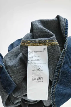 Washed indigo cotton denim classic collar snap-front Western shirt