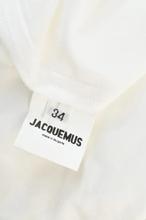 White and navy cotton bi-layer effect off-shoulder swing-style shirt