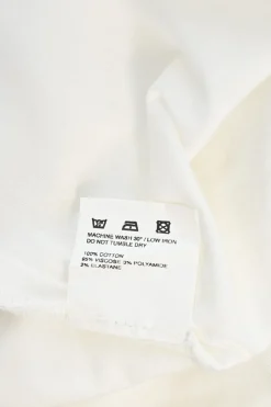 White and navy cotton bi-layer effect off-shoulder swing-style shirt