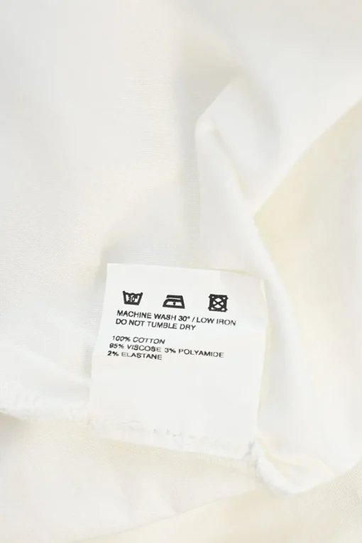 White and navy cotton bi-layer effect off-shoulder swing-style shirt