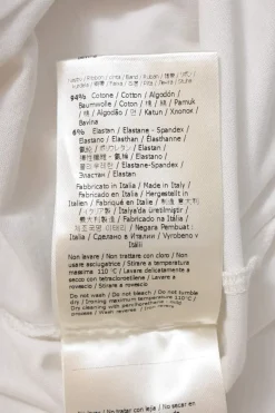 White bi-layer effect cotton jersey crewneck pullover long sleeve T-shirt with zucca tape appliqué