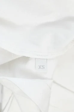 White cotton and faux pearl-embellished tie-front T-shirt