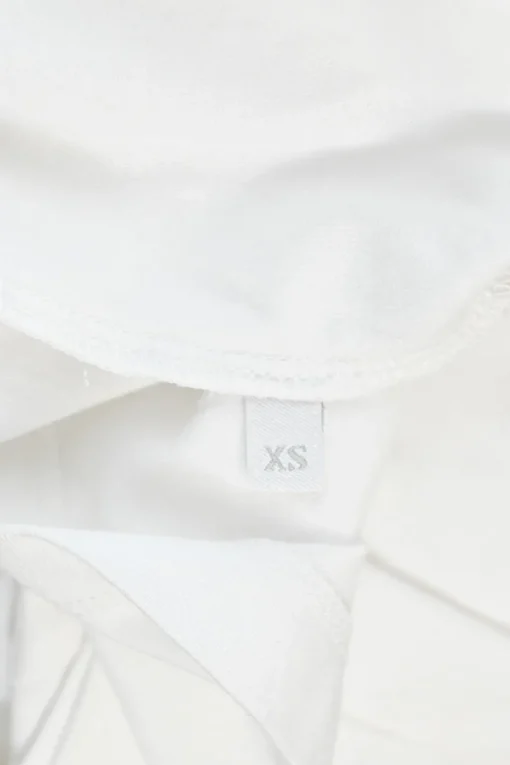 White cotton and faux pearl-embellished tie-front T-shirt