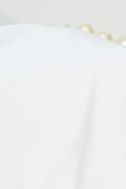 White cotton and faux pearl-embellished tie-front T-shirt