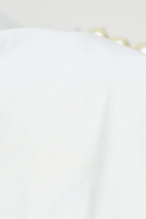 White cotton and faux pearl-embellished tie-front T-shirt