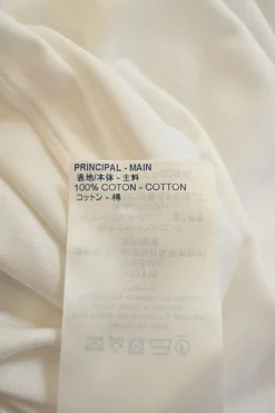White cotton mixed-media bateau neck swing-style tunic shift with oversized pin-tucked bishop sleeves