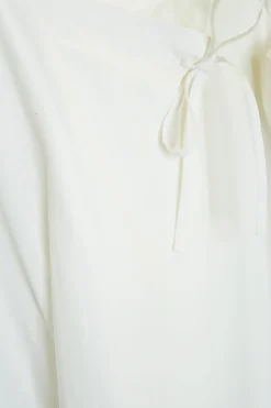 White cotton poplin apron-style sleeveless asymmetric mini shift dress