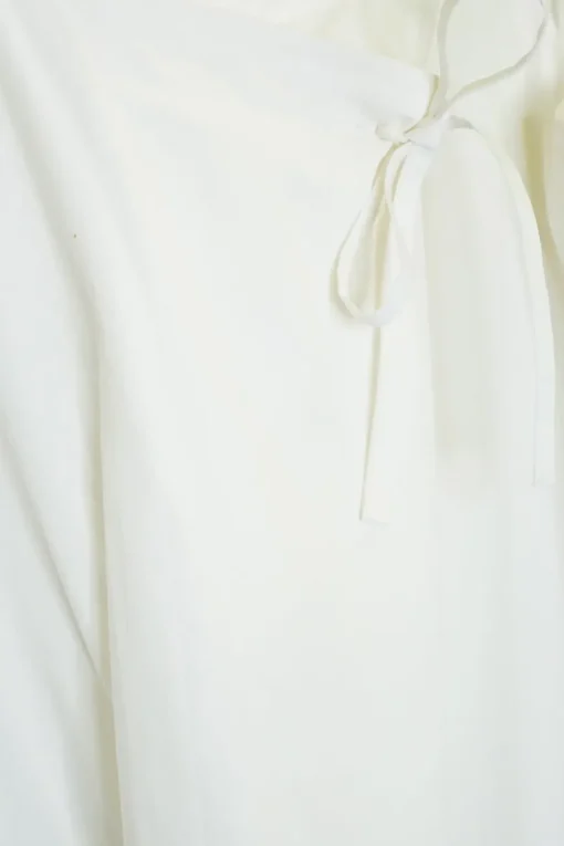 White cotton poplin apron-style sleeveless asymmetric mini shift dress