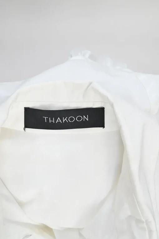 White cotton poplin cap sleeve peplum blouse