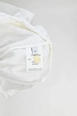 White cotton poplin cap sleeve peplum blouse