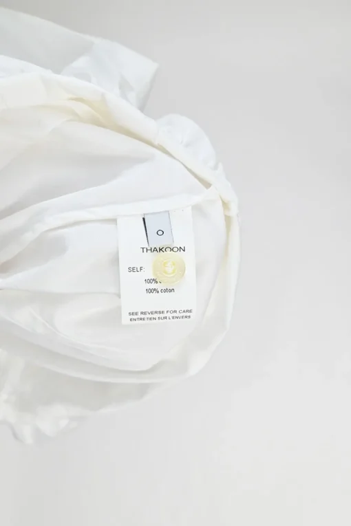 White cotton poplin cap sleeve peplum blouse