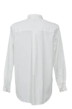 White cotton poplin classic collar button-front shirt