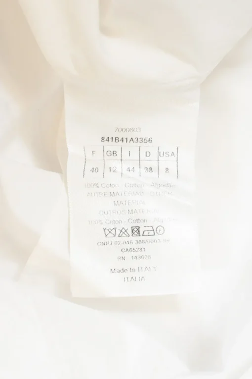 White cotton poplin crewneck sleeveless shirt with piqué plastron bib
