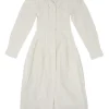 White cotton poplin La Robe Valensole open-back bi-layer-effect corset-style midi shirt dress