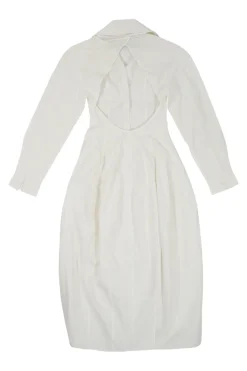 White cotton poplin La Robe Valensole open-back bi-layer-effect corset-style midi shirt dress