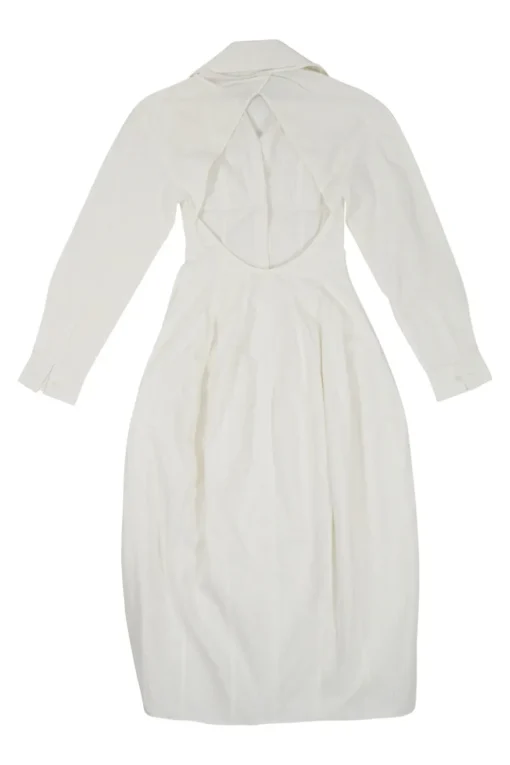 White cotton poplin La Robe Valensole open-back bi-layer-effect corset-style midi shirt dress