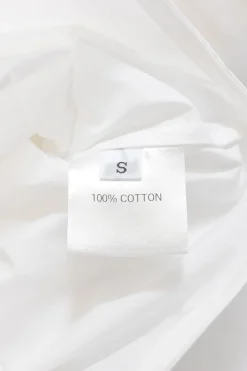 White cotton poplin point collar button-front cropped shirt