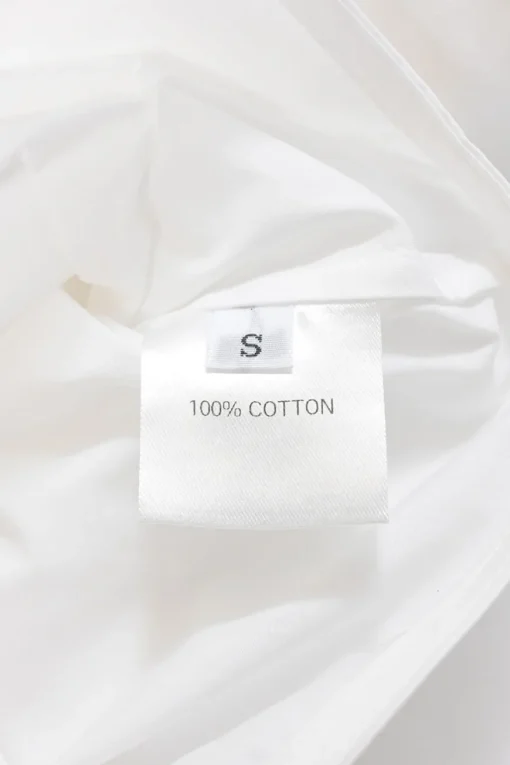 White cotton poplin point collar button-front cropped shirt