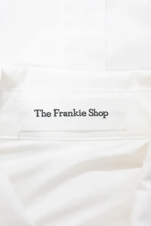 White cotton poplin point collar button-front cropped shirt