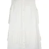 White cotton poplin sleeveless shirt dress with sheer check jacquard hip and back yoke overlays