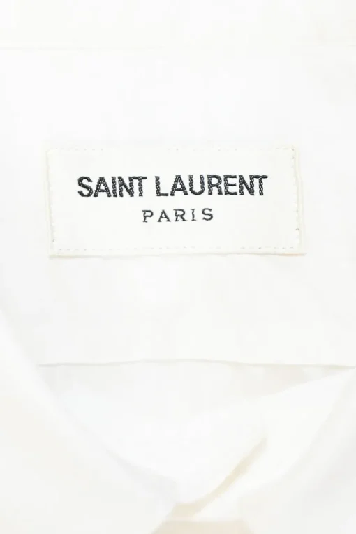 White cotton poplin spread collar button-up shirt