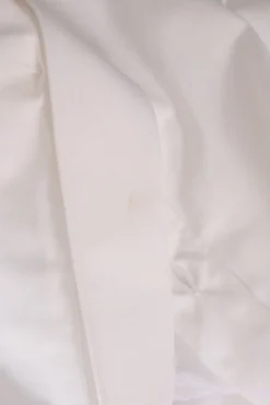 White cotton poplin spread collar button-front shirt