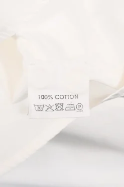 White cotton poplin wing collar half-button shirt