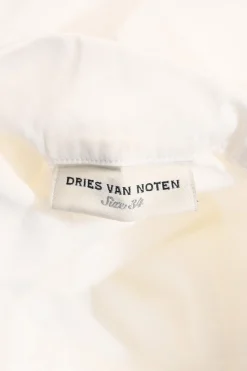 White cotton poplin wing collar half-button shirt