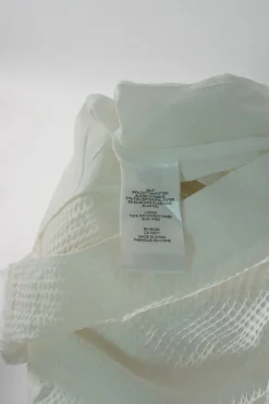 White cotton-blend seersucker pullover tie cuff shift dress
