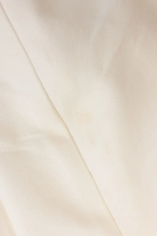 White cotton-blend VGold spread tab collar plunge neck dolman sleeve pullover blouse
