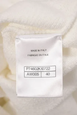 White cotton-polyamide blend terry knit spread collar shift dress with button-loop fastening and hip patch pockets