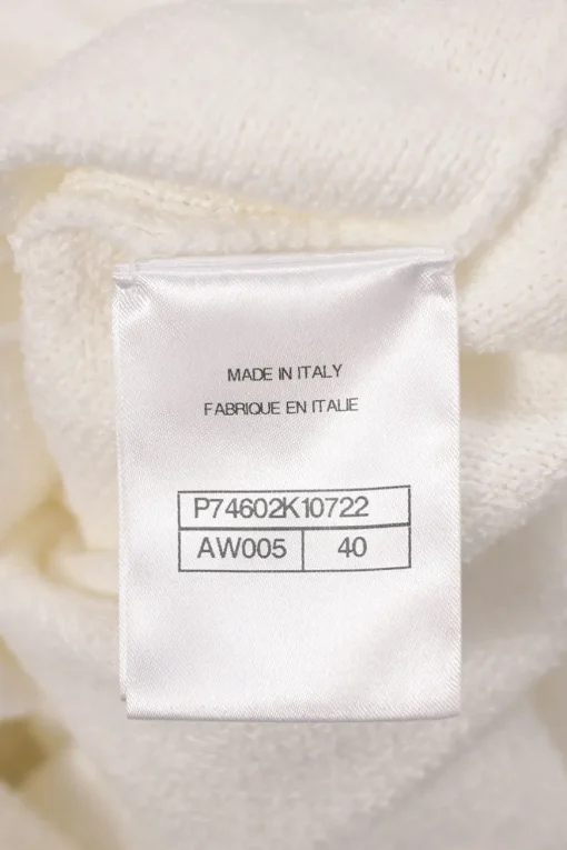 White cotton-polyamide blend terry knit spread collar shift dress with button-loop fastening and hip patch pockets