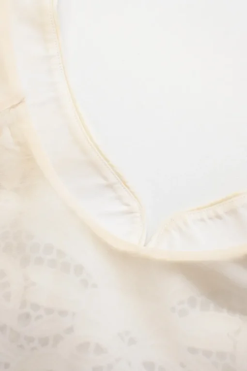 White crochet lace mandarin collar sleeveless midi dress