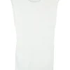 White crystal-embellished cotton jersey rib pullover mock neck zip-back sleeveless top