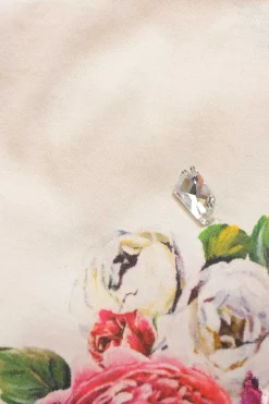 White crystal-embellished cotton jersey floral print T-shirt with embroidered detailing