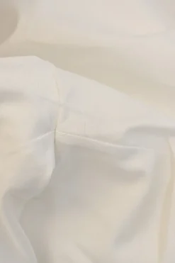 White draped cotton poplin off-shoulder tiered ruffle blouse