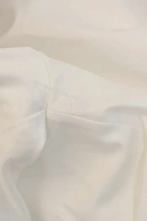 White draped cotton poplin off-shoulder tiered ruffle blouse