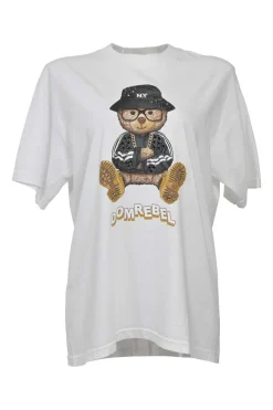 White embellished cotton jersey bear t-shirt