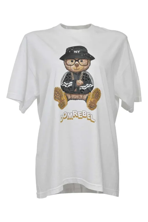 White embellished cotton jersey bear t-shirt