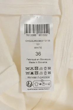 White linen-cotton blend crewneck mini dress with balloon sleeves