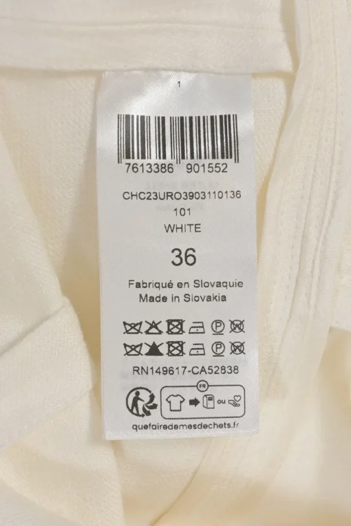 White linen-cotton blend crewneck mini dress with balloon sleeves