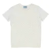 White paneled broderie Anglaise crewneck pullover T-shirt