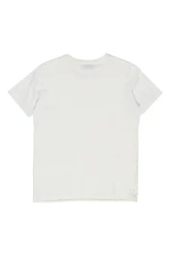 White paneled broderie Anglaise crewneck pullover T-shirt