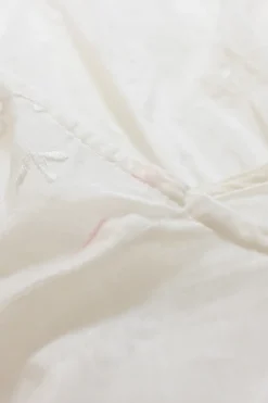 White paneled cotton-silk blend short sleeve shift dress featuring floral broderie Anglaise detailing