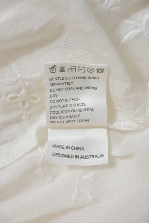 White paneled cotton-silk blend short sleeve shift dress featuring floral broderie Anglaise detailing