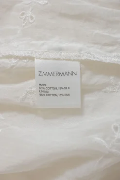 White paneled cotton-silk blend short sleeve shift dress featuring floral broderie Anglaise detailing